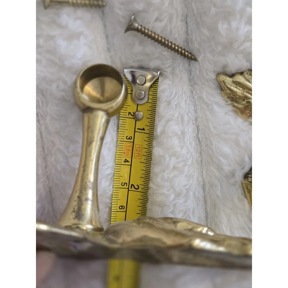 Pair Brass Curtain Rid Finials Or Tiebacks Drapery Rose Design With Screws